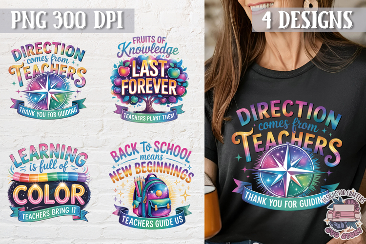 Teacher Quote Colorful Clipart PNG Sublimation 4 Designs