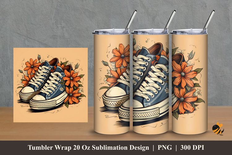 Handdrawn Shoes Tumbler Wrap Sublimation Design 2