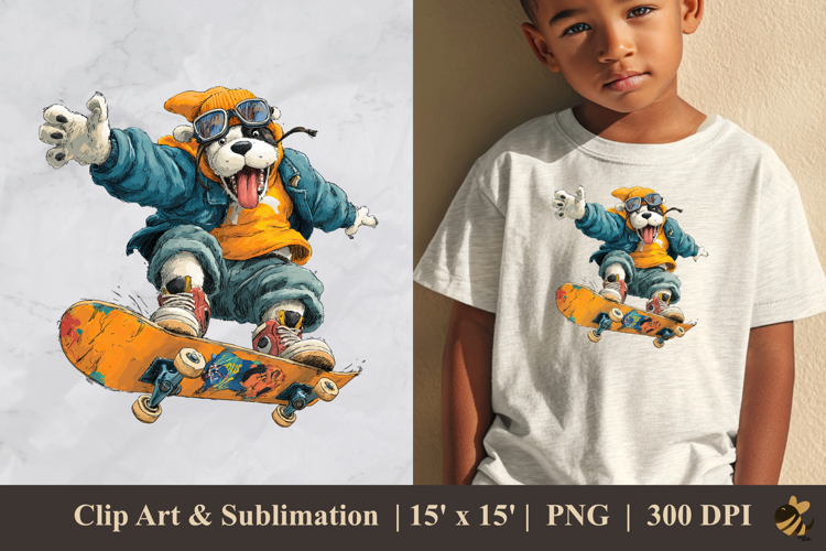 Skater Dog DTF Sublimation Clipart Design 2