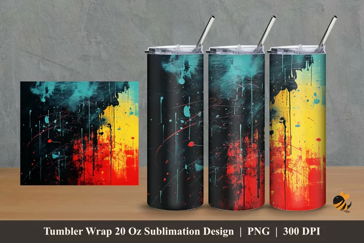 Colorful Abstract Tumbler Wrap Sublimation Design 2