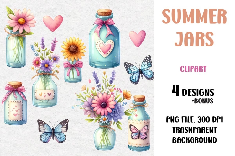 Summer Clipart, Bottles and Jars, PNG