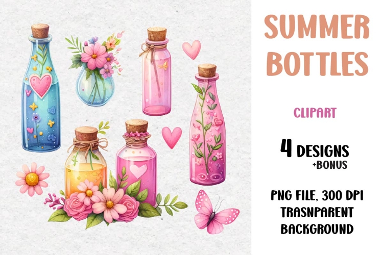 Summer Clipart, Bottles and Jars, PNG