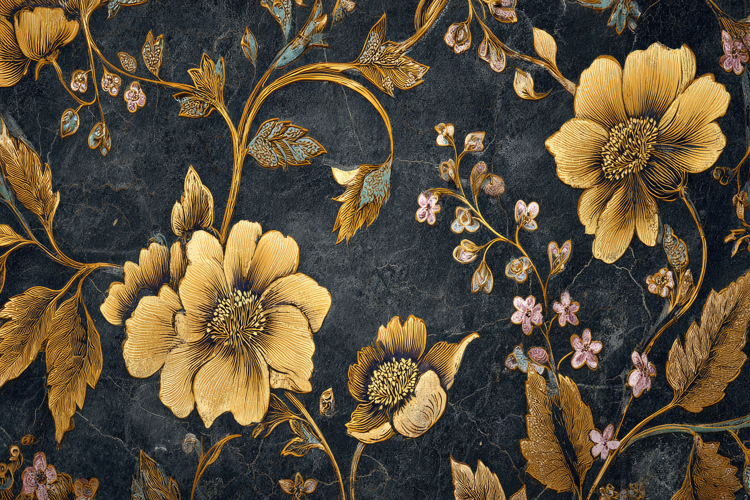 Golden Floral Pattern Background