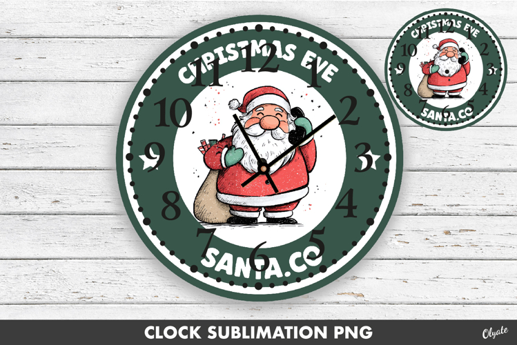 Christmas Clock Face Sublimation PNG. Santa Design PNG