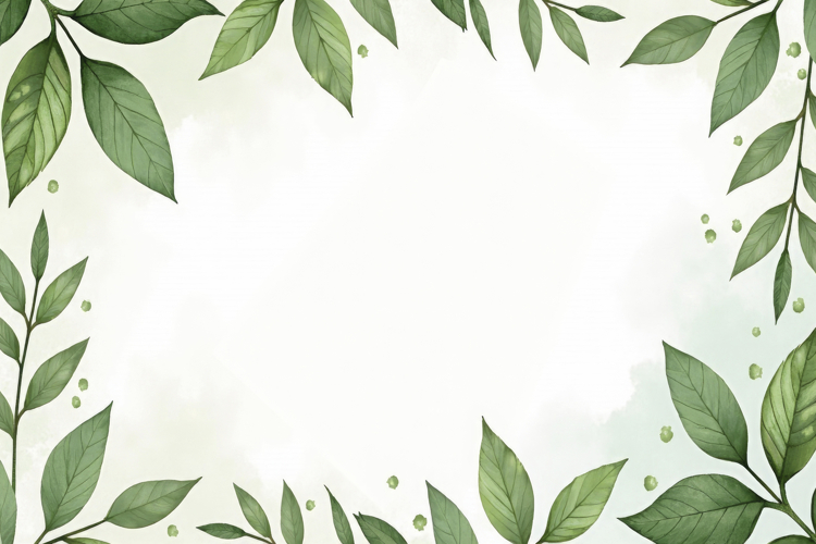 Green Leaves Border Background