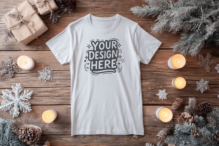 T-Shirt Mockup Winter Pine PSD JPG