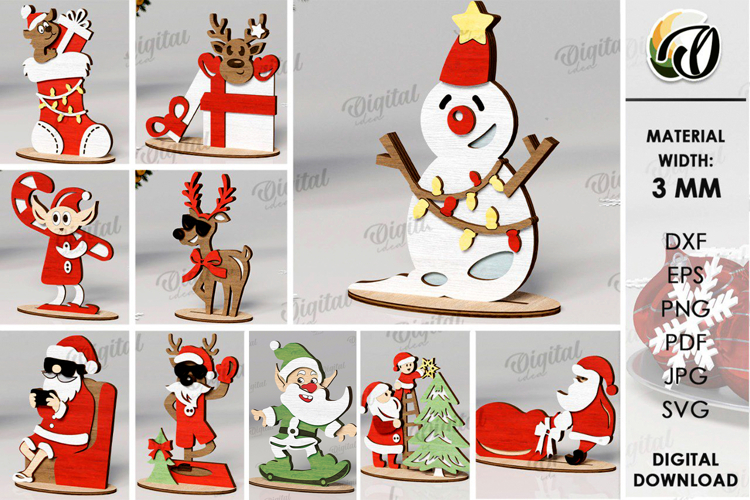 Christmas Stand Decors Bundle Laser Cut. Christmas Decor SVG