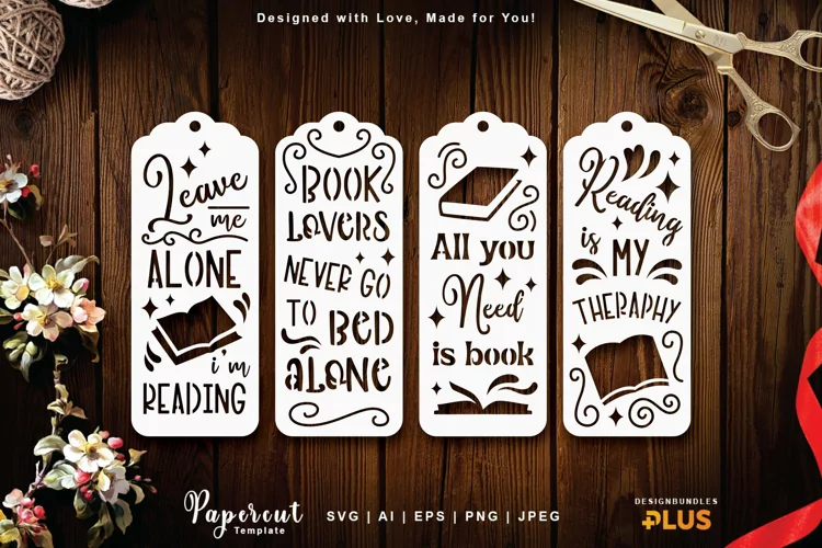 Bookmark with Quotes and Swirls Papercut SVG Set