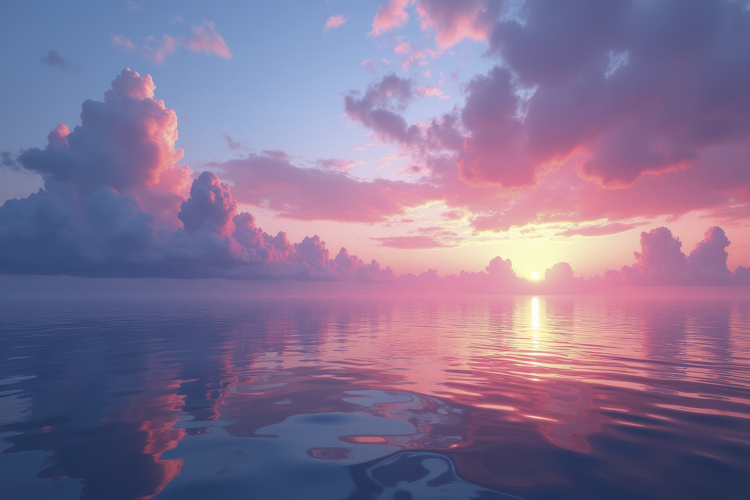 Pink Sunset Over the Ocean Background Wallpaper