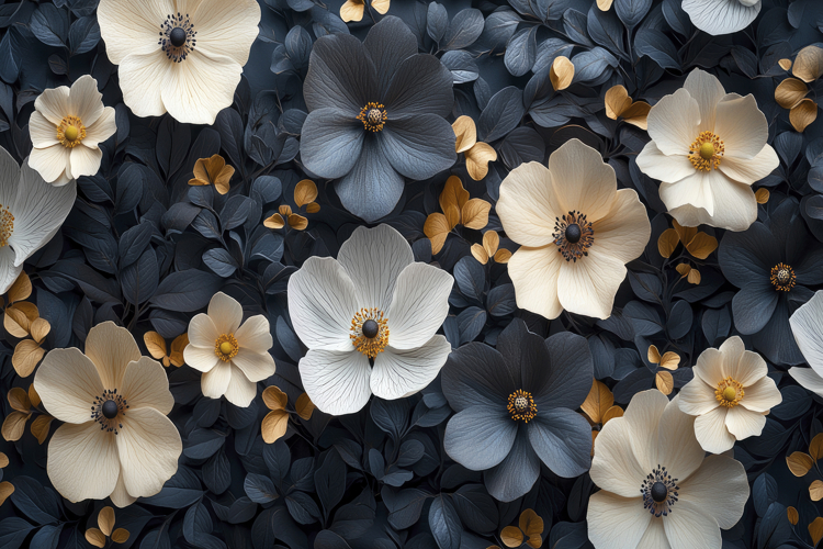 Black And White Flowers Clipart