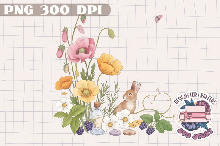 Watercolor Delicate Cottage core Summer Clipart PNG