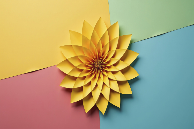 Paper Flower with Colorful Paper Background Wallpaper