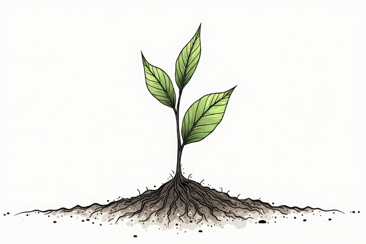 Young Plant Seedling Growing in Soil Background Wallpaper