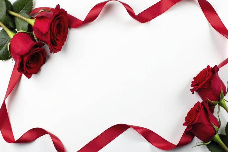 Red Rose with a Red Ribbon Background Wallpaper