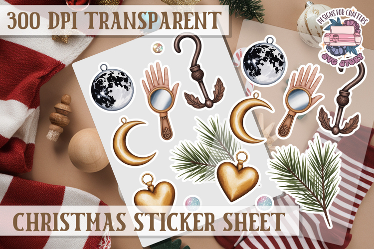 Christmas Watercolor Sticker Sheet Winter Cute Holiday PNG