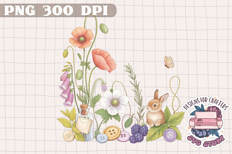 Watercolor Delicate Cottage core Summer Clipart PNG