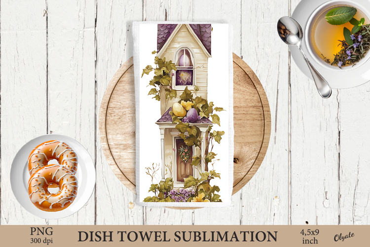 Whimsical Easter Dish Towel Sublimation PNG