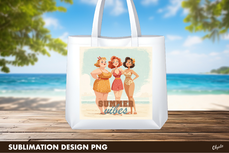 Retro Beach Girls Sublimation PNG, Pin Up Beach Design