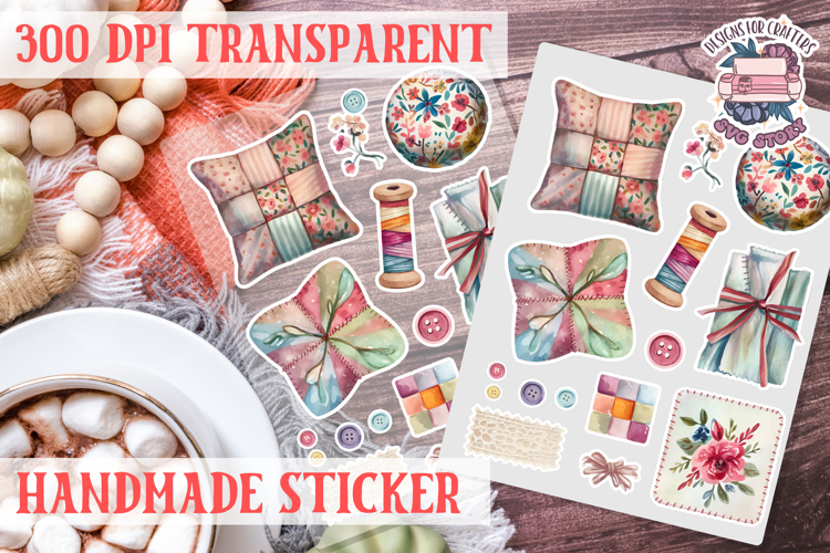 Handmade Crafter sticker flowers Love Patchwork Sewing Knit