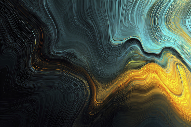 Abstract Fluid Art Deep Blues and Gold Background Wallpaper