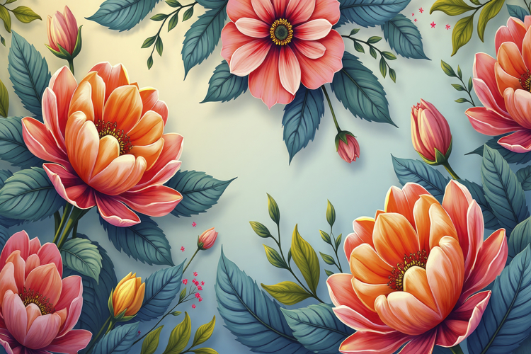 Vibrant Floral Pattern Background Wallpaper