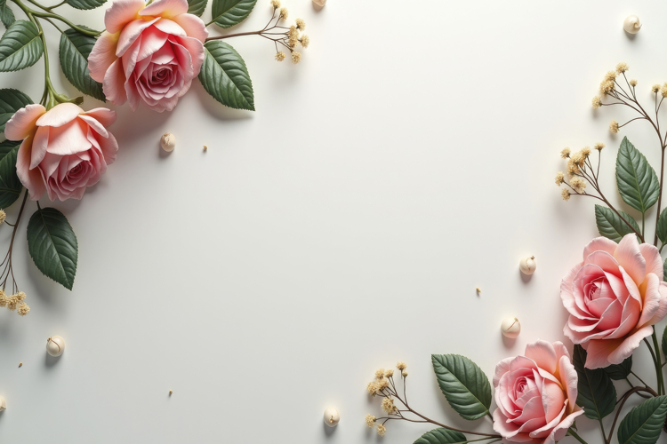 Pink Roses on a White Background Wallpaper