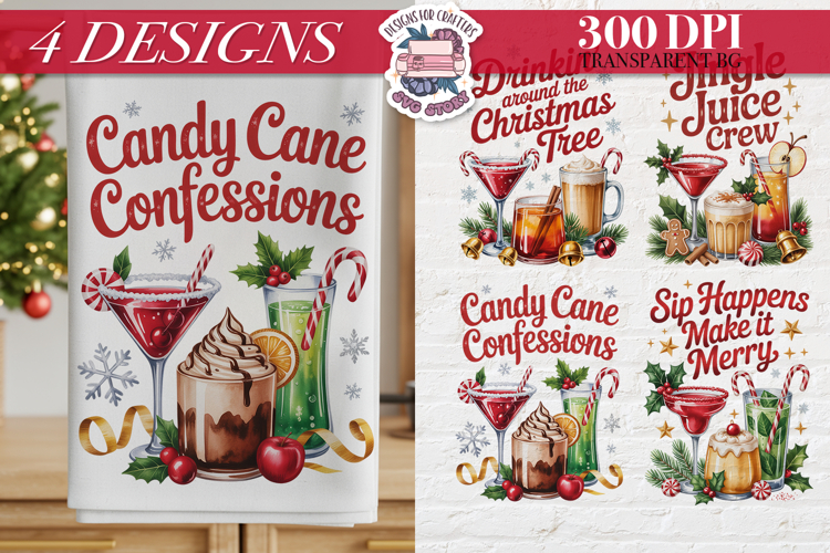 Christmas Cocktail Towels Clipart Sublimation 4 PNG