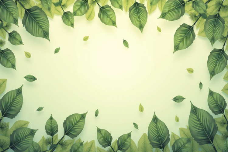 Green Leaves Border Background