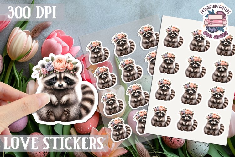 Spring sticker Cute animal with flowers Love PNG Funny