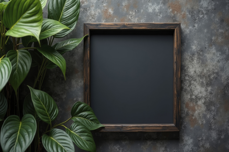 Leaves with Chalkboard Background Wallpaper