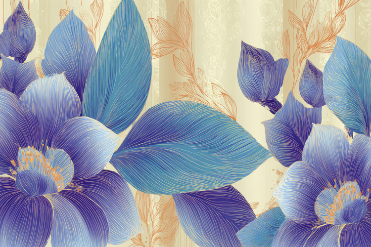 Blue Floral Background Wallpaper example image 1