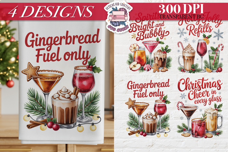 Christmas Cocktail Towels Clipart Sublimation 4 PNG