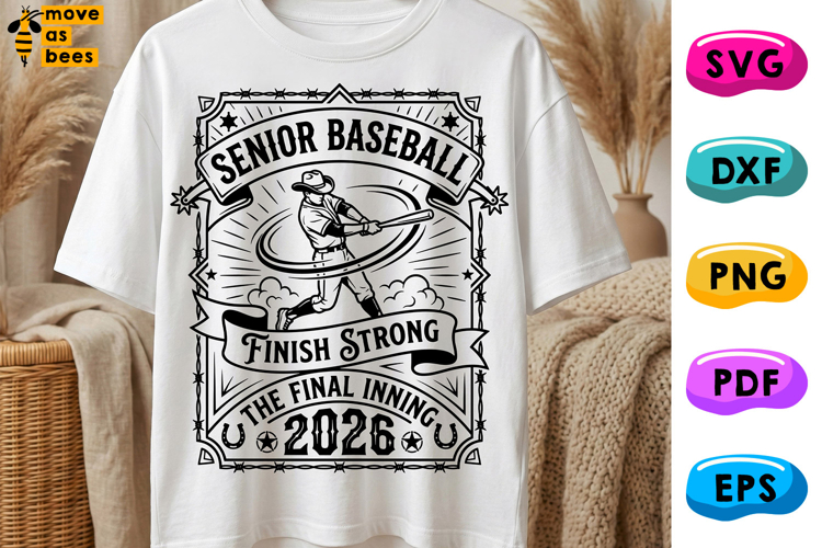 Senior 2026 Baseball SVG, PNG, Wild West Style Design