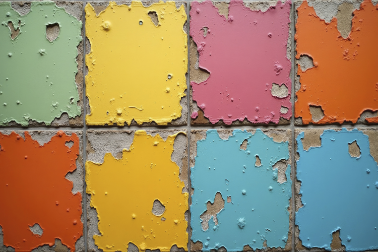 Weathered Layers of Peeling Vibrant Paint Background