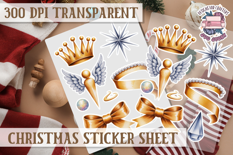 Christmas Watercolor Sticker Sheet Winter Cute Holiday PNG