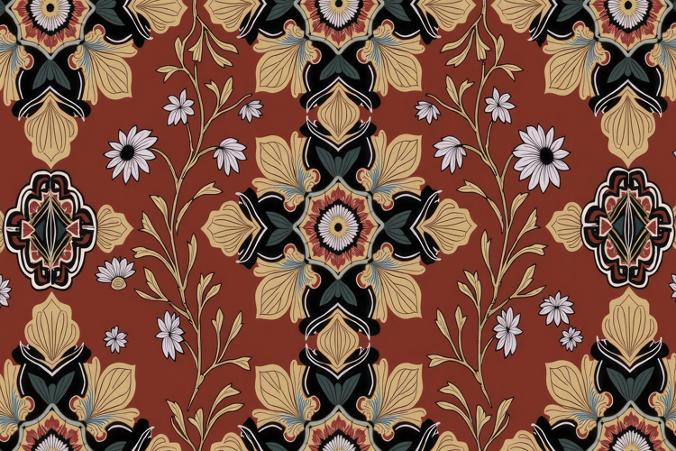 Persian Oriental Style Floral Pattern Background Wallpaper