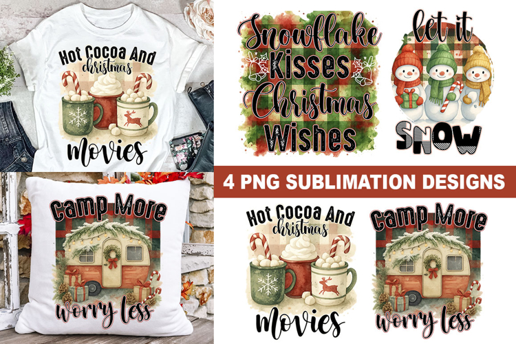 Christmas Sublimation PNG Set - 4 Holiday Designs