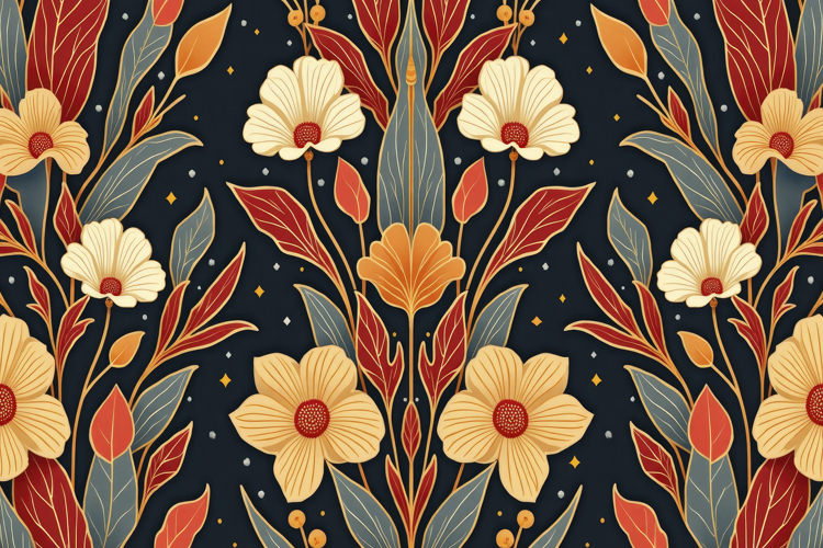Folk Art Floral Pattern Background Wallpaper