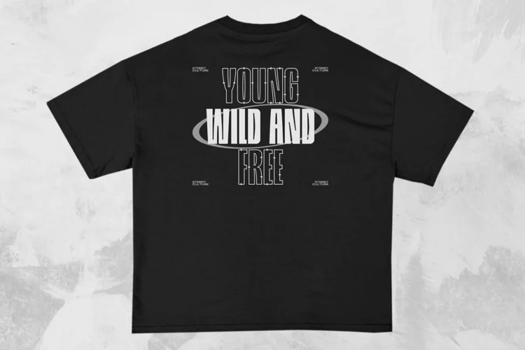 Young Wild and Free Streetwear Typography T-shirt Design