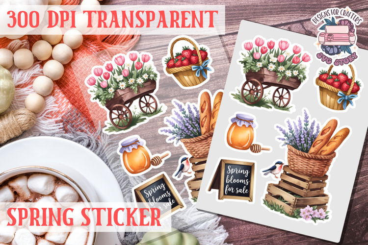 Spring sticker Cute vintage flowers Love PNG Funny