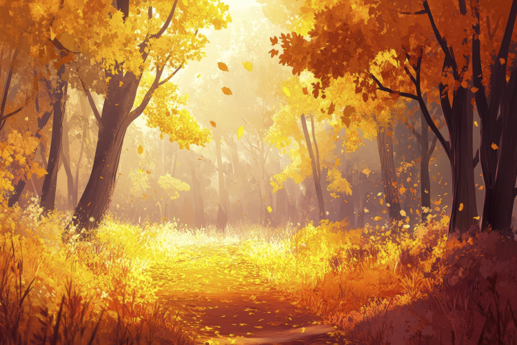 Yellow Trees and Leaves Background Wallpaper