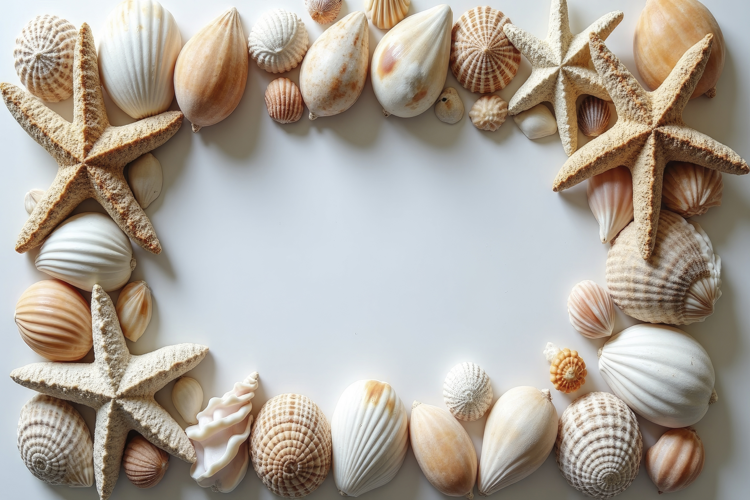 Seashells and Starfish Border Background Wallpaper