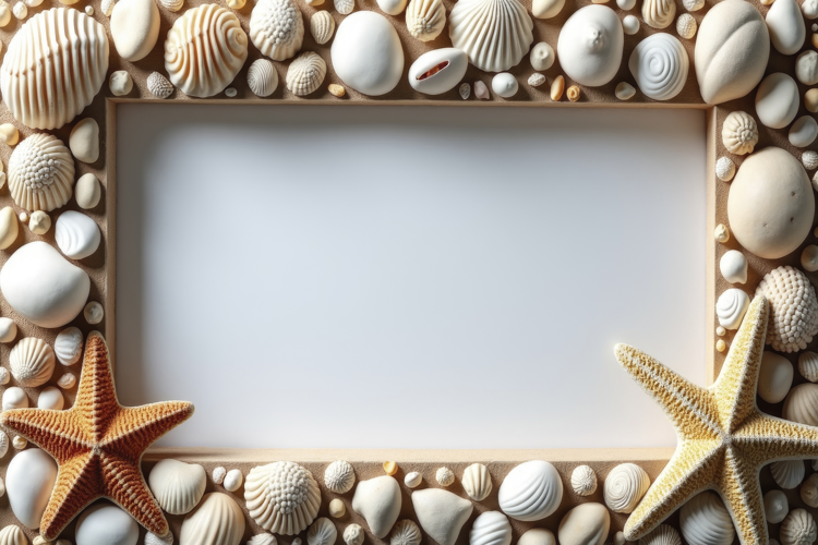 Seashells and Starfish Frame Background Wallpaper