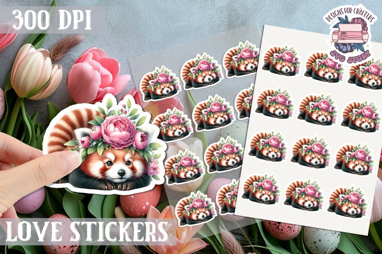 Spring sticker Cute animal with flowers Love PNG Funny