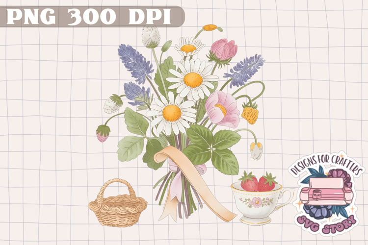 Watercolor Delicate Cottage core Summer Clipart PNG