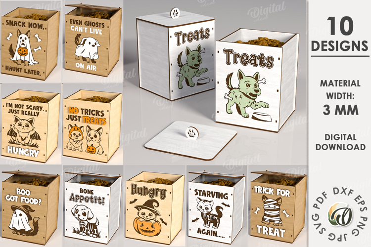 Halloween Pets Treats Boxes Bundle Lasercut. Pets SVG