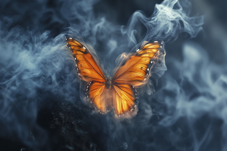 Monarch Butterfly with Smoke Background Wallpaper