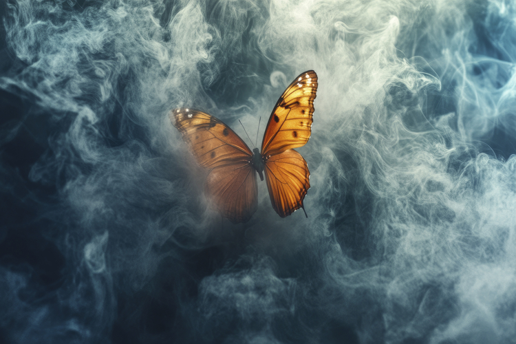 Butterfly and Smoke Background Wallpaper