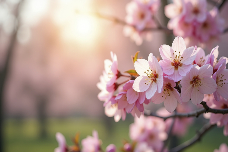 Pink Cherry Blossoms Background Wallpaper