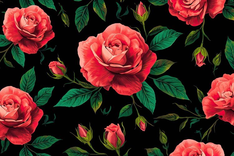 Vibrant Watercolor Red Roses Flowers Background